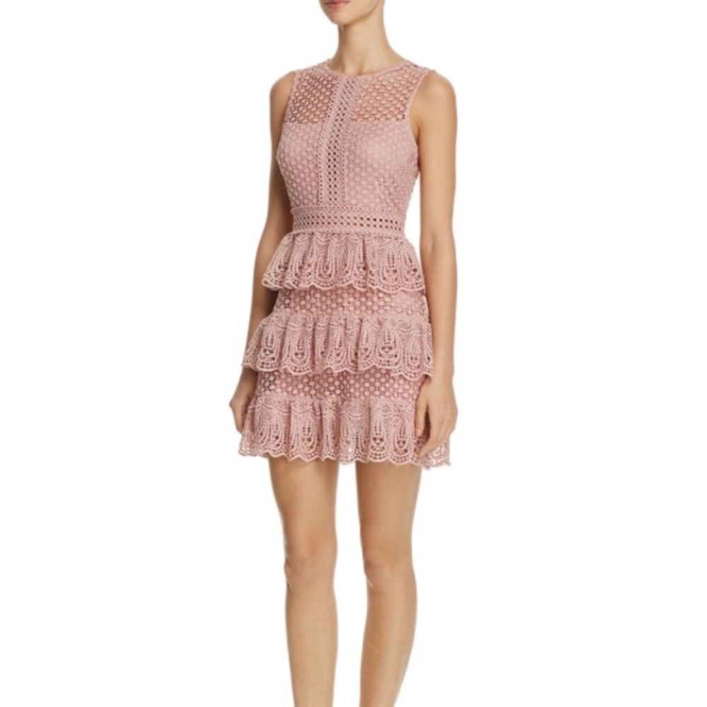 Mauve Lace 3-tiered Sleeveless Dress